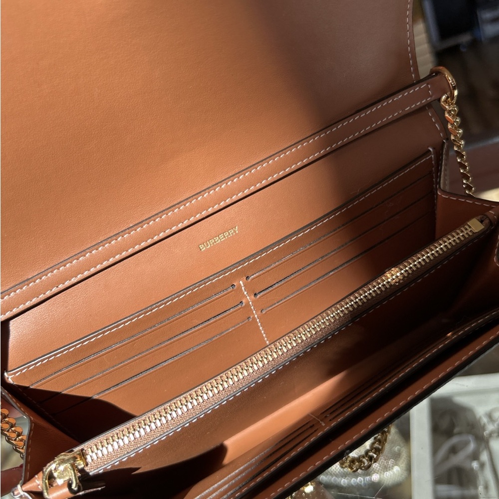 Burberry Tan Plaid Chain Crossbody with Gold Hardware - Picture 4 of 9